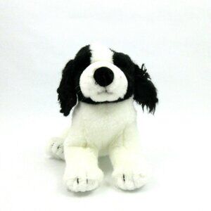 Vintage Dakin Plush 9" Saint St Bernard Puppy Dog Black White Stuffed Animal